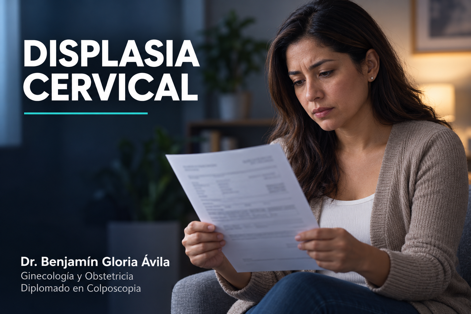 Displasia cervical: grados, diagnóstico y tratamientos modernos Mujer observando un resultado de patología por displasia cervical