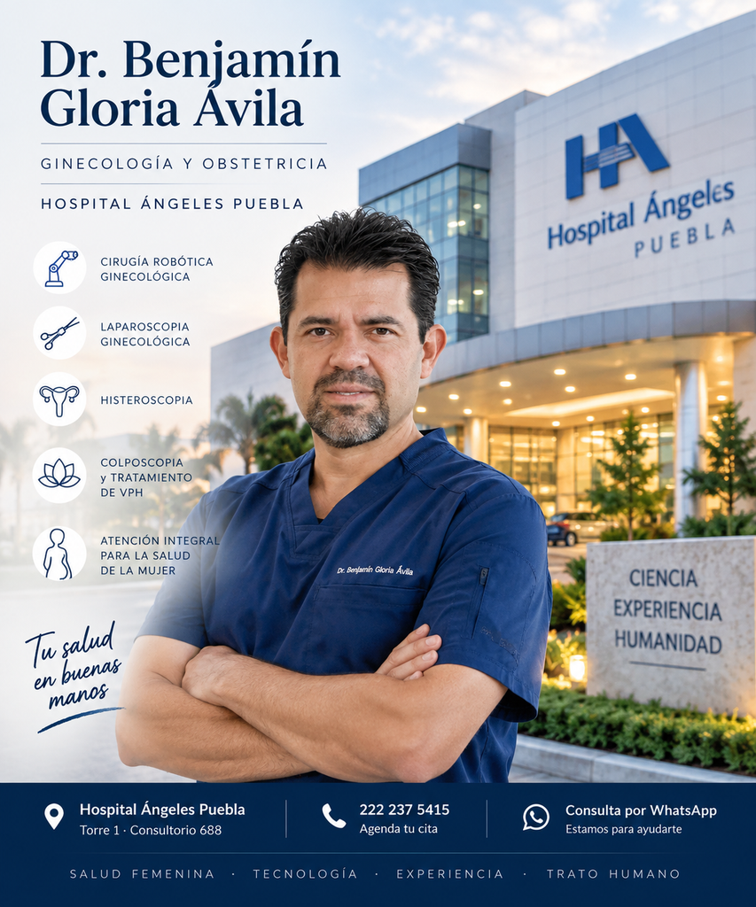 Dr. Benjamín Gloria Ávila, ginecólogo en Hospital Ángeles Puebla